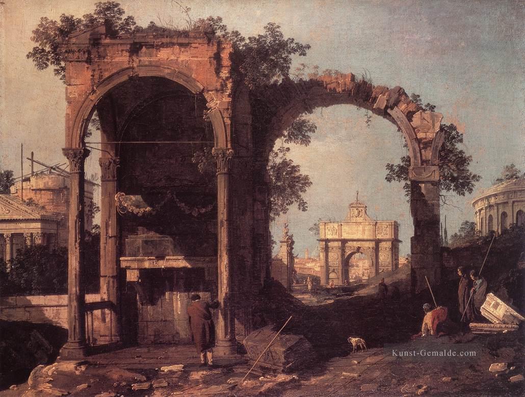 Capriccio Ruinen und klassische Gebäude Canaletto Ölgemälde